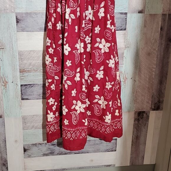 Desert Jems Maroon & White Hawaiian Print Floral Duster Sz S 823 - Picture 3 of 7